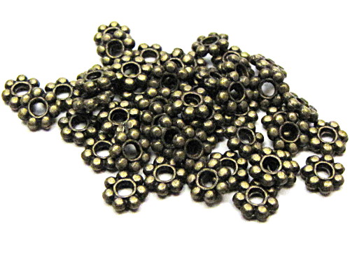 Metallperle /Spacer, Daisy, bronzefarben, ca. 4x1,5mm, 10 Stck